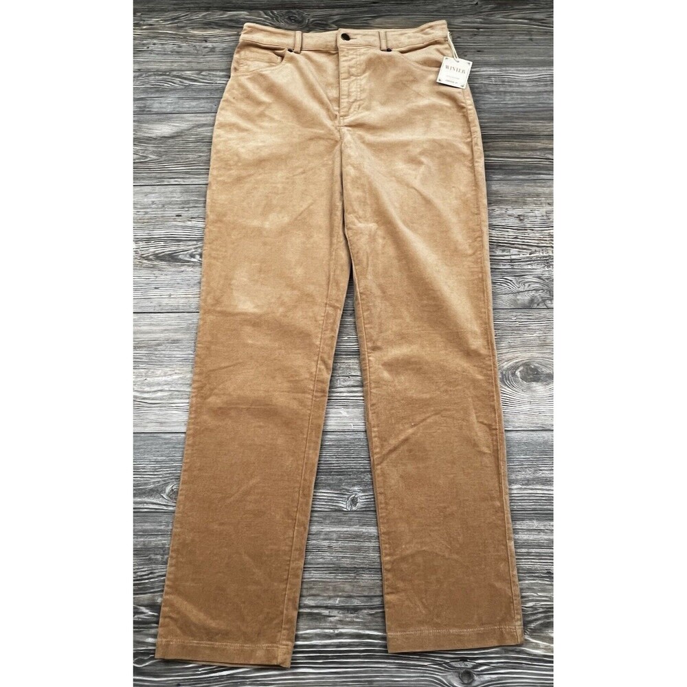 FOREVER 21 VELVETEEN Stretch Pants Brown Straight Leg Size LARGE 30/28.5 NWT